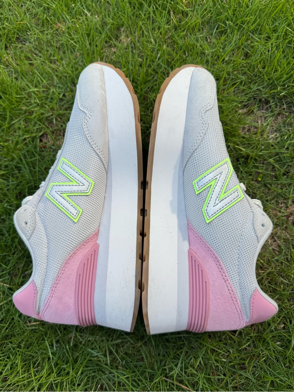 New Balance 515 Women's Grey & Pink Retro Runner Sneakers neon green - Picture 2 of 7